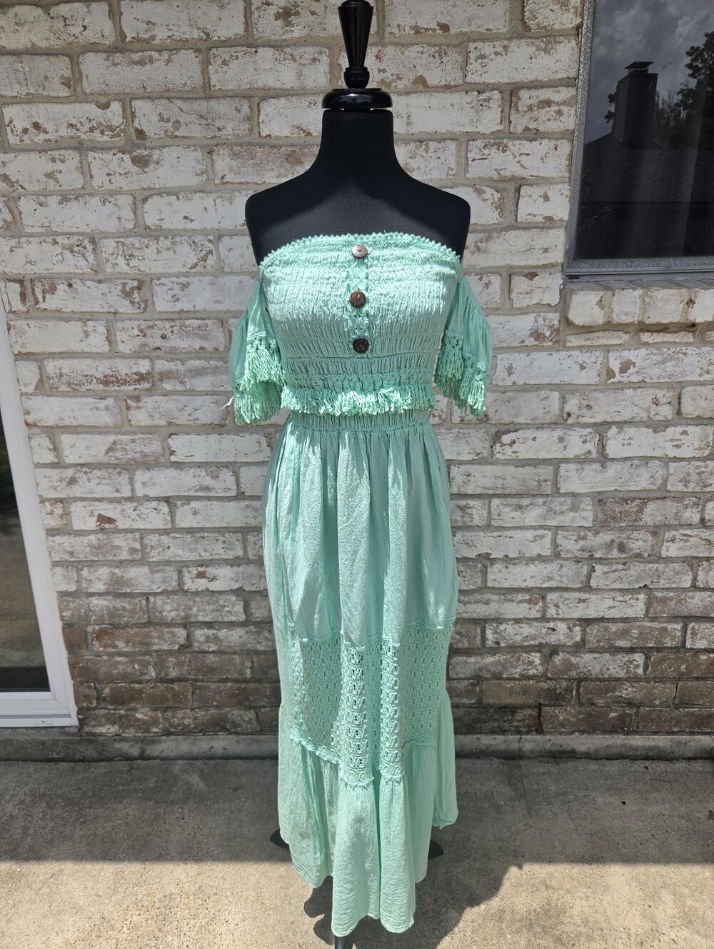 Mint Green Off-Shoulder Maxi Dress